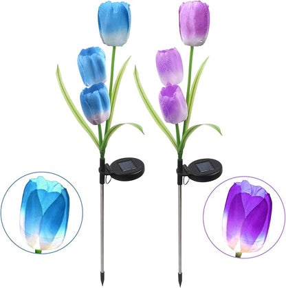 AHNNER Solar Outdoor Lights 2 Pack Tulip Solar Lights Outdoor Garden Decoration for Patio, Yard, Driveway IP65 Waterproof, Dark Sensing Auto On/Off