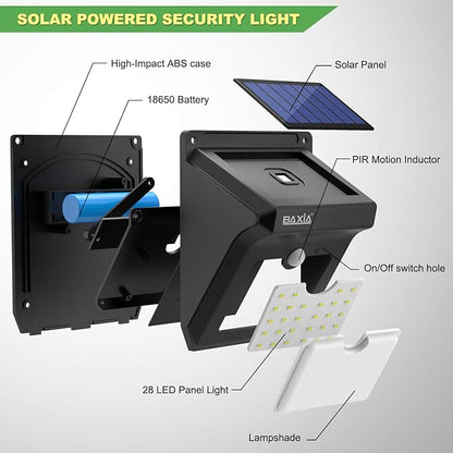 BAXIA TECHNOLOGY Solar Outdoor Lights Wireless Security Motion Sensor Solar Lights Outdoor Waterproof for Front Door,Backyard,Steps,Garage,Garden (400LM,4 Packs)