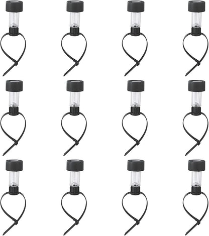 12 Pcs Deck Rail Decorative Lights, Waterproof Atmosphere Lamps, Solar-Powered Patio Lights, Pool Enclosure Lighting, Clear Cover with Black Body