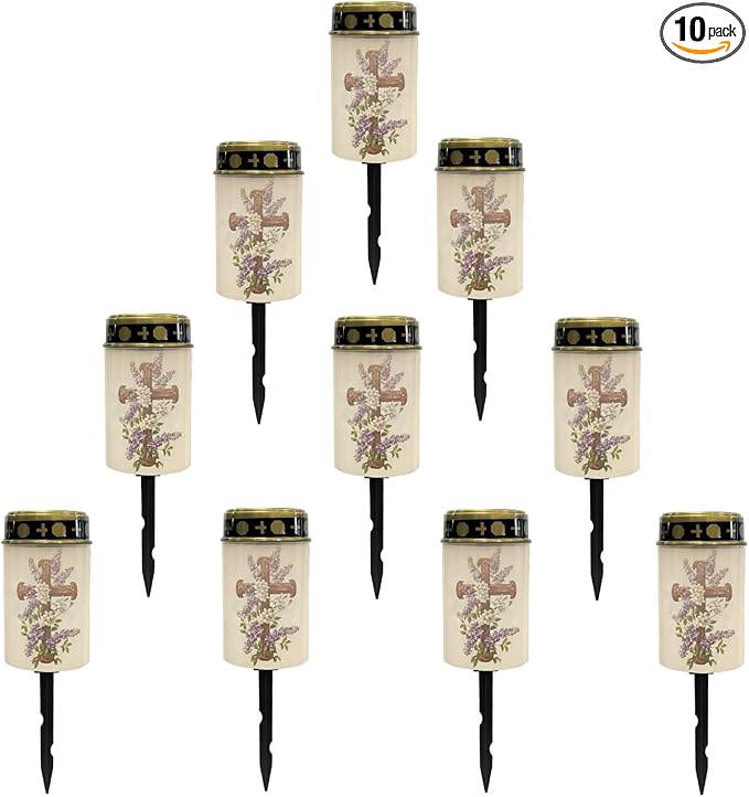 Solar Lights Outdoor Grave Crosses for Cemetery,Solar Garden Stake Lights Outdoor Powered Landscape Lighting Warm White Solar Lantern Solar Fairy Lights for Outside,Wall Light Auto On/Off