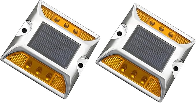 Wokyo 2PCS LED Solar Lights on The Ground Outdoor lamp Bolt Road Light for Entrance Garage Garden Lawn Terrace (Yellow)
