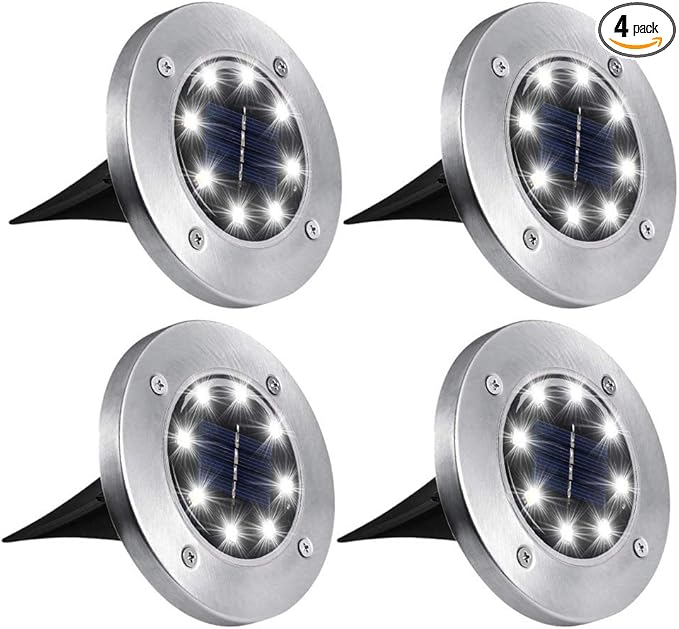 ZGWJ Solar Ground Lights,4 Pack Waterproof Solar Garden Lights, Upgraded Outdoor Garden Waterproof Bright in-Ground Lighting, Landscape Lighting for Pathway,Yard,Deck,Lawn,Patio,Walkway White