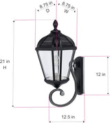 Gama Sonic Solar Outdoor Wall Light, Royal Bulb Exterior Sconce Lamp, Black Cast Aluminum, Clear Beveled Glass | Lumora