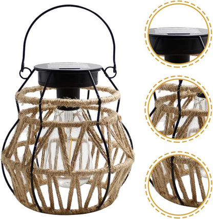 Vintage Solar Lantern Edison Bulb Garden Outdoor Decorative Light Solar Powered Hanging Light for Courtyard Decorative Outdoor Lawn Decorations Lawn
