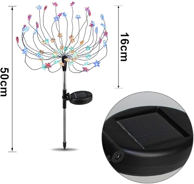 [2 Pack] Solar Star Firework Tree Light, LED Outdoor Star Firework Stakes Solar Garden Decorative Lights for Walkway Pathway Backyard Christmas Decoration Parties (Multi - Color)