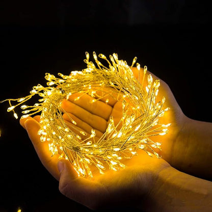 HANNAHONG 100 LED Fairy String Light for Wreath/Garland,Christmas Tree,Dorm,Bottel/Jar,USB Plug in Silver Wire Twinkle Lights,Waterproof Halloween Thanksgiving Wedding Party Décor (2 Pack,Warm White)