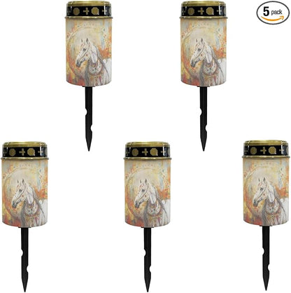 Western Aztec Horse Solar Lights,Solar Lights Outdoor Waterproof,Horse Solar Stake Lights Waterproof Solar Pathway Lights for Garden Yard Patio Backyard Decorative Lamps