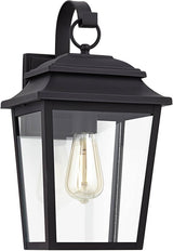John Timberland Bellis Verde Outdoor Wall Light Sconce Fixture Texturized Black Steel 15 1/4" Clear Glass Lantern | Lumora
