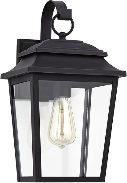 John Timberland Bellis Verde Outdoor Wall Light Sconce Fixture Texturized Black Steel 15 1/4" Clear Glass Lantern for Exterior House Porch Patio Outside Deck Garage Yard Front Door Garden Home