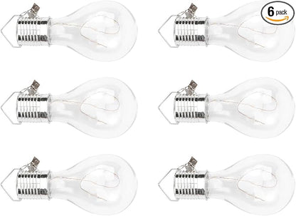 Uonlytech 6pcs Solar Powered Led Bulb String Lights Transparent Warm White Hanging Light Bulb Easy to Install Copper Wire Decoration for Garden Patio Party Home