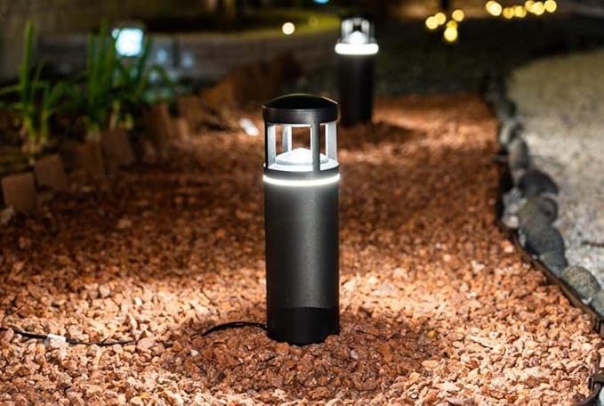 LEONLITE Low Voltage Pathway Lights, 5W 12V AC/DC Path Lighting, Unique Light Pattern, Aluminum Housing, IP65 Waterproof for Outdoor Path Sidewalk Walkway, 3000K Warm White, Pack of 4