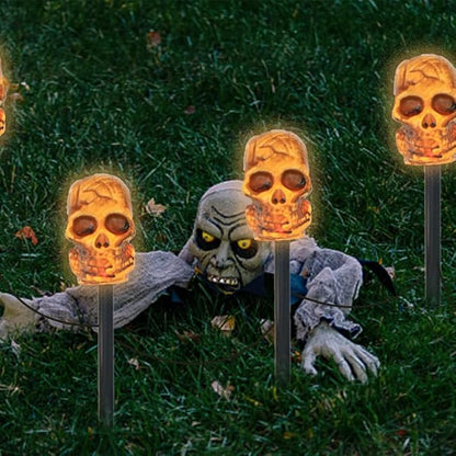 Solar Skeleton Garden LED Stake Lights for Halloween Decorations Outdoor Waterproof Halloween Yard Stake Lights 1Set of 5Pack for Garden Patio Yard Pathway Grave (Skeleton)