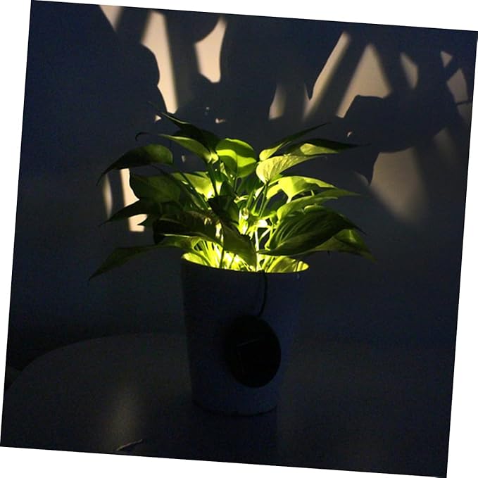 2PCS Solar Powered Flower Pot Light Decorative Garden Lamp Green Appearance for Pathways and Outdoor Decoration Durable with Long Lighting Random Color
