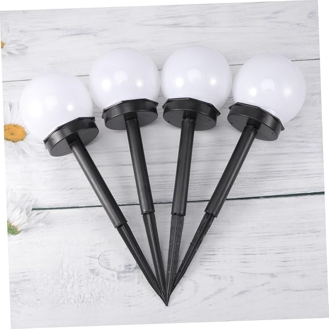 4pcs Solar Lawn Ground Plug Lights Waterproof Outdoor Courtyard Solar Garden Lights Warm White for Landscape Pathway Decoration