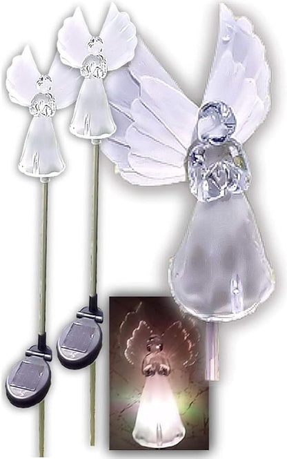 Outdoor Garden Set of 2 Solar Stake Light with Fiber Optic Angel Decorative Lights, Multi-Color Changing LED Solar Lights for Yard Decorations, Garden Gifts…