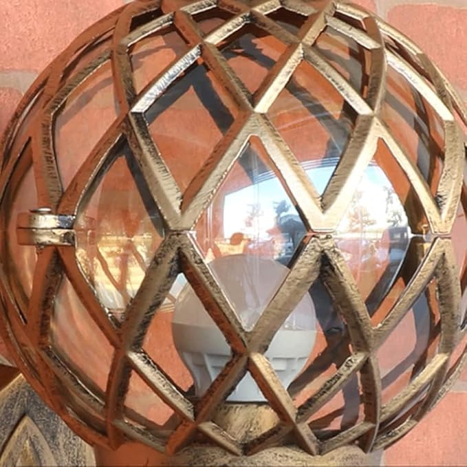 European Retro Style Outdoor Waterproof Wall Lamp,Die- AlumiExpression artistique m Light,Transparent Spherical s | Lumora
