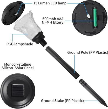 Solar Pathway Lights Outdoor 15 Lumens Solar Yard Lights Waterproof Auto On/Off Warm Light for Walkway Yard Backyard Lawn Landscape Lighting Decor, Pack of 6