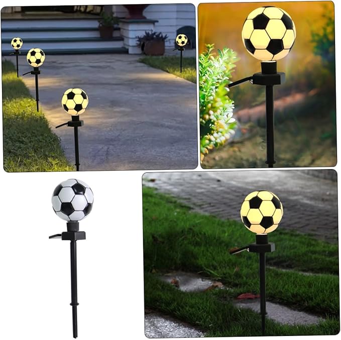 Soccer Shaped Solar Lawn Light Outdoor Decorative Garden Stake Lamp Durable Solar Lighting for Courtyard Patio Garden and Pathway Warm Glow for Nighttime Ambiance