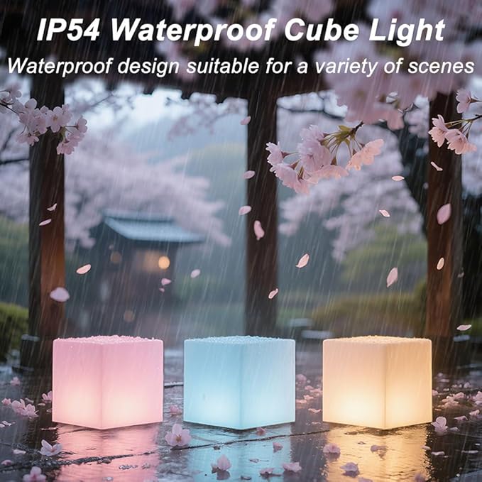8-in Garden Solar Cube Light Outdoor, Waterproof Solar Cube Lamp for Outside w/Remote, 16 RGB Color 4 Mode Glow Tesseract Cosmic Cubes, Illuminate Cubes Mood Lamp w/Ground Stake for Patio Yard Pathway