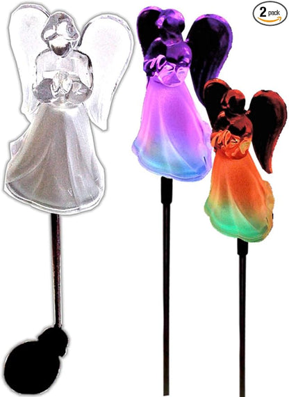 Acrylic Solar Angel Lights with A Frosted Skirt Solar Garden Stake - Box of 2