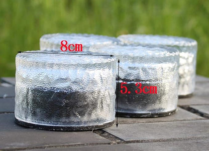 Solar Brick Light Glass Brick Light Round Ice Cube Solar Lights LED In-ground Buried Brick Landscape Path Light for Garden Courtyard Pathway Patio Pool Pond Outdoor Decoration,2 Pack Warm White