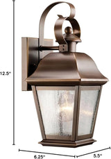 Kichler Mount Vernon 12.5" 1 Light Outdoor Wall Light with Clear Seeded Glass in Olde Bronze® | Lumora