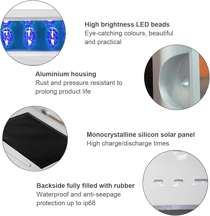 Wokyo 2 Pack Solar Deck Lights Driveway Lights, 6 LED Wireless Waterproof Outdoor Warning Step Lights for Pathway Sidewalk (Blue)