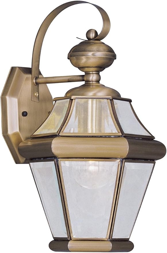 Livex Lighting 2161-01 Georgetown 1-Light Outdoor Wall Lantern, Antique Brass | Lumora