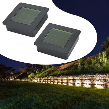 DIY Solar Light Top Panel, LED Rechargeable Square Panel Lampshade Path Lights with Switch, Solar Lanterns Replacement(2Pcs)
