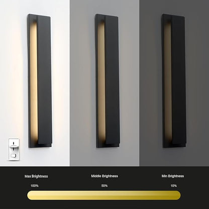 24inch Outdoor Modern LED Wall Light, 20W Waterproof Indoor Wall Mount Fixtures,3000K Warm Light Rectangular Wall Sconce for Front Door, Stairway, Living Room