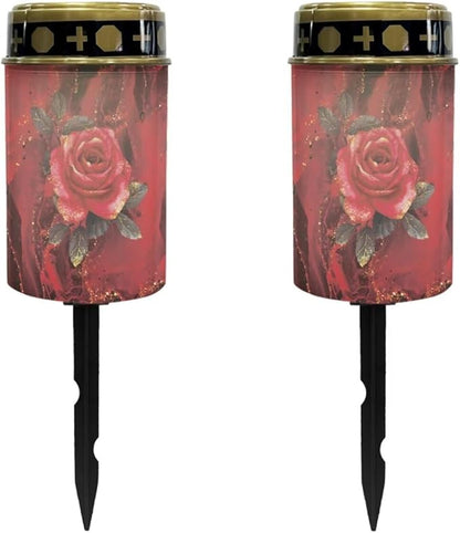 Red Rose Solar Lights Outdoor Decorative Solar Garden Lights Solar Outdoor Pathway Lights LED Solar Powered Light Landscape Solar Light Read Light Flameless Candle