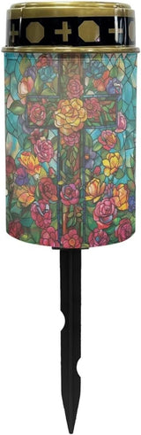 Generic Colorful Solar Garden Light Outdoor Solar Lights Christian Book Light for Prayer Cross Print Cemetery Solar | Lumora