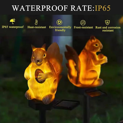 Solar Lights Outdoor, Decorative Animal & Flower Shaped Landscape Lights with Warm/Colorful LED, Auto On/Off Waterproof Solar Powered Decor for Yard Lawn Patio Gift Idea (Warm-Squirrel-1Pack)