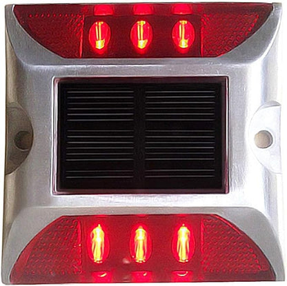 Aluminum Solar 6-LED Deck Dock Lights Step Road Path Lamp Waterproof Security Warning Driveway for Outdoor Fence Pool Patio Yard Home Pathway Stairs Garden (Red)