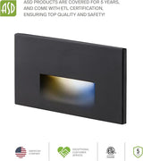 ASD LED Recessed Step Light Fixture, Outdoor & Indoor Tread Lighting | 3CCT, Dimmable, Waterproof, ETL Listed | 3W | Lumora