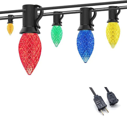 Sxminer C7 strawberry Outdoor String Lights 49FT with 26 LED Bulbs(1 Spare) Waterproof Shatterproof Multicolor Bulbs,Outdoor Decoration Lights for Patio Backyard Roofline Garden Yard(black wire）