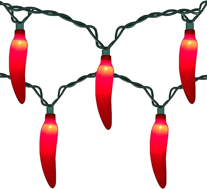 SUNSGNE Chili Pepper Christmas String Lights, 13.6FT Cinco De Mayo Lights with 35 Red Hot Chili Pepper Lights, Red Decorative String Lights for Outdoor Indoor Kitchen Patio Party Cinco De Mayo Decor