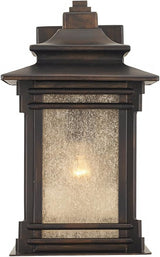 Franklin Iron Works Hickory Point Farmhouse Rustic Mission Outdoor Wall Light Fixture Walnut Bronze 12" Frosted | Lumora