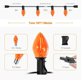 10FT Halloween Orange LED String Lights, 10 Clear Orange Bulbs with Black Wire, Outdoor Waterproof Vintage | Lumora