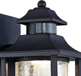 John Timberland Westray Outdoor Wall Light Fixture LED Black Lantern 11 1/2" Clear Crackled Glass Motion Sensor | Lumora