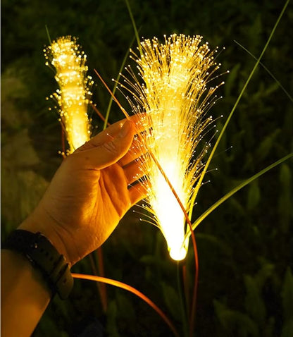 2 PCS Outdoor Solar Lights,Solar Fiber Optic Reed Light,Led Landscape Lamp,Outdoor Simulation Flower Landscape Courtyard Decoration Light for Garden,Walkway, Patio