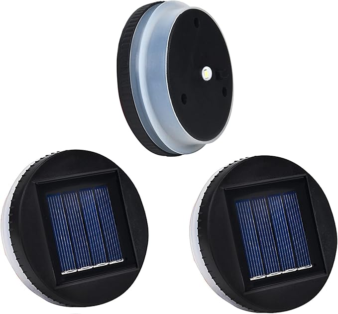 3 Pack Solar Mason Jar Lights - 3.15 in Silicone Waterproof Edge LED, Warm White Replacement Solar Light Parts for | Lumora