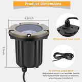 Gardencoin Brass Low Voltage Landscape Well Lights (5" Cover, 5.5" Tall), 12V LED Wired In-Ground Outdoor Up | Lumora