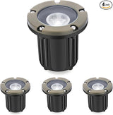 Gardencoin Brass Low Voltage Landscape Well Lights (5" Cover, 5.5" Tall), 12V LED Wired In-Ground Outdoor Up | Lumora
