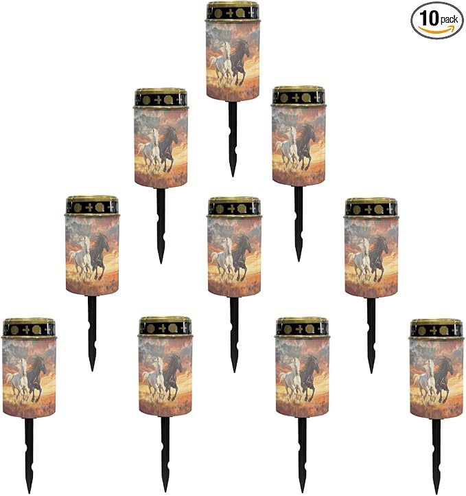 Running Horse Solar Lights Outdoor Solar Stake Lights Solar Walkway Lights,Outdoor Solar Garden Lights Powesed LED Lantern Solar String Lights for Outside Spotlight-Warm White