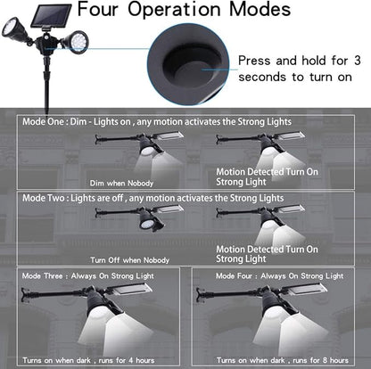 Solar Outdoor Spotlights, 1400-Lumens Bright 36 LED Motion Sensor Spot Lights Waterproof Double Head Security Light Wall Lights Landscape Light for Patio Deck Yard Garden Driveway Lighting