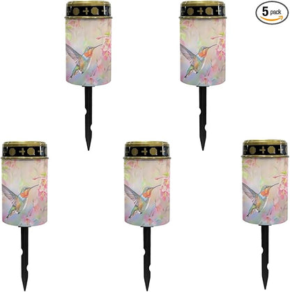 Hummingbirds Solar Pathway Lights Waterproof Solar Outdoor Lights,Solar Stake Lights Solar Lantern Solar Garden Lights, Wall Light Auto On/Off,Cherry Blossom