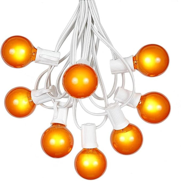 100 Foot G40 Outdoor Patio String Lights with 125 Orange Globe Bulbs Indoor/Outdoor Cafe Hanging Lights C7/E12 Base | Lumora