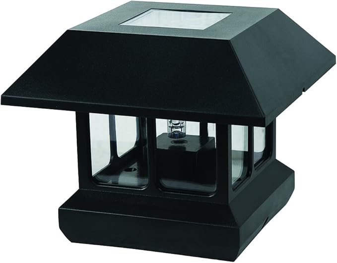 Sterno Home GL23124 GL23124BK Paradise Plastic Solar Post Light with White LED and Clear Lens, Black