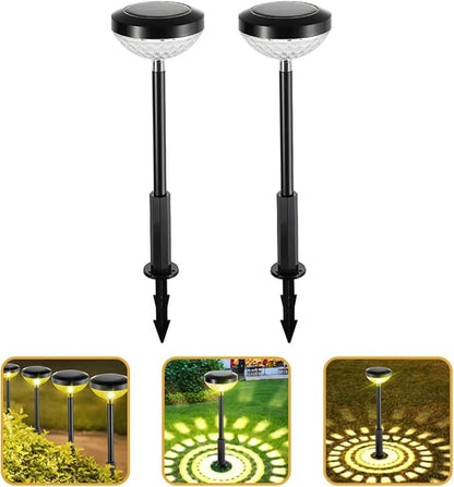 NUOBESTY 2pcs Lights Pathway Stake Lamps Warm Outdoor Solar Garden Decor for Lawn and Villa